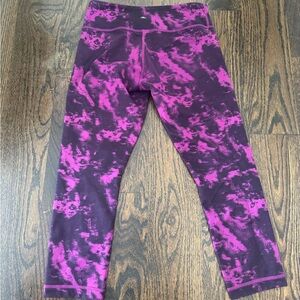Lululemon Athletica Pink and Black Tie-Dye Leggings